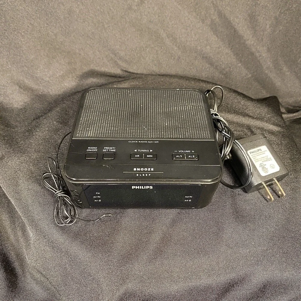 Philips Dual Alarm Clock AJ3116M/37 FM Radio Battery Back‎ Up Tested Works